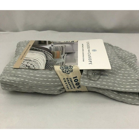 Under The Canopy Euro Sham Gray White Abstract Aztec 100% Organic Cotton 26 x 26 - Picture 8 of 9